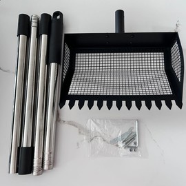 Olamochi 10-Inch Metal Chicken Poop Scooper & Rake with Long Stainless Steel Handle Coop Cleaning Tool