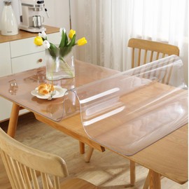 Clear Table Protector 36 x 66 Inch, 1.5mm Thick Plastic Table Cover, Waterproof PVC Clear Table Cover Protector, Desk Protector Mat, Writing Desk Pad for Desktop, Coffee & Dining Room Table