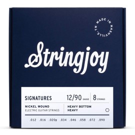 Stringjoy HVY128 8 String Signatures Nickel Electric Guitar Strings, (Heavy Bottom Heavy Gauge, 12-90)