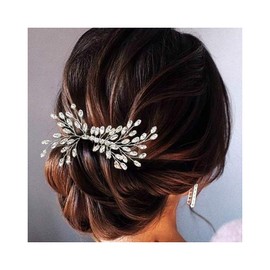 Campsis Rhinestone Bridal Wedding Hair Comb Crystal Side Comb Bride Hair Accessories for Women and Girls (Silver)