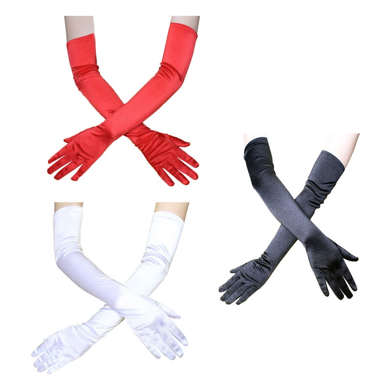 Long Satin Gloves Fashionable Stretch Long Evening Opera Satin Gloves