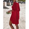 Bsubseach Mujer Pareo de Playa Rojo Ropa de Baño Croché