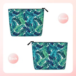 MINIOZE Tropical Hawaiian Leaves Turquoise Leaf Summer Makeup Bag Travel Cosmetic Bag Organizer Toiletry Bag Make Up Bags For Women Girls Large Light
