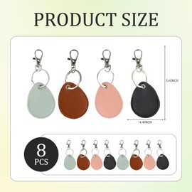 8pcs Key Fob Holder,Leather Key Fob Holder, Leather Keychain, Suitable for ID Card Key ID Key Card(Light Green + Pink + Black + Zongzi)