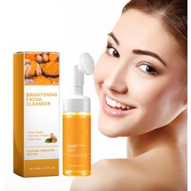 Limpiador Facial en Espuma Iluminadora con Ácido Kójico y Cúrcuma - Espuma Limpiadora Facial para Reducir Manchas y Poros - Jabón Facial Suave con Cepillo (1 pcs)