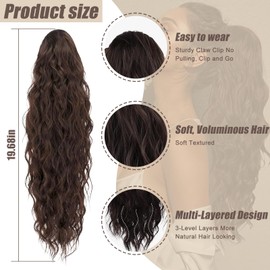 RVSWIHFA Drawstring Ponytail Extension – Premium Quality, High-Temperature Silk Water Ripple Ponytail, Natural Look & Versatile Styling – Dark Brown