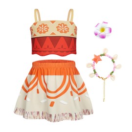 WonderBabe Girls Princess Simea Costume for Kids Adventure Dress Christmas Top with Skirt Outfits Cute Dress Party Clothes with Accessories size 3-4t