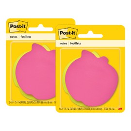 Post-it Super Sticky Notes, 3x3 in, 2X The Sticking Power, Apple Shape (7350-APL) (Pack of 2)