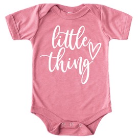 Olive Loves Apple Little Thing Cursive Mommy & Me Matching Outfits White on Mauve Bodysuit 12 Months