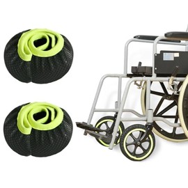 EHUELDER PVC Wheelchair Wheel Covers -Durable Floor Protectors-10-Second Installation,Noise-Free & Waterproof,Zero Scratches on Wood/Marble,All-Weather Design (Black, PVC-8IN)