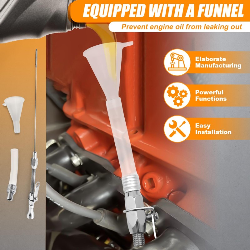 HAHAHA-Flexible Oil Dipstick Driver Side for 1955-1979 SBC Compatible with