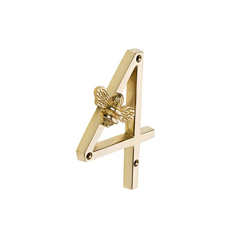 Gold Brass bee House Number with Bee design | 5