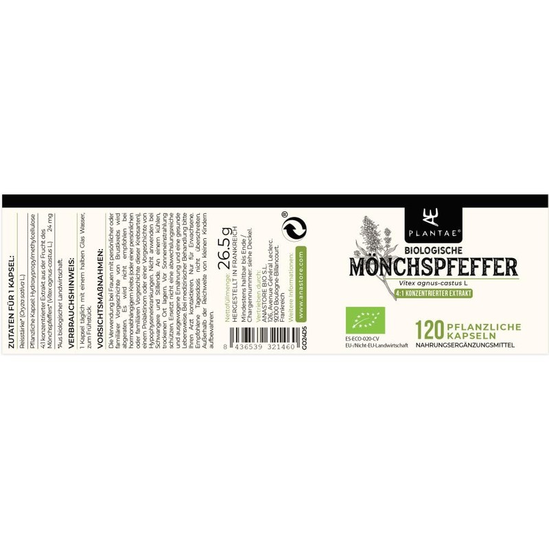 Organic Monk Pepper (Vitex agnus-castus) * Plantae * 120 Vegetable