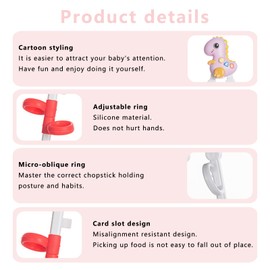 2 Pairs of Training Chopsticks, Children's Chopsticks, Animal Cartoon Chopsticks, Non-slip, Easy to Grip, Suitable for Children, Seniors and Beginners, with Storage Box, Reusable (Pink)