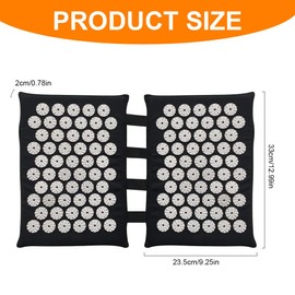 YANGUN Acupressure Mat for Feet and Back, 2 x 33 cm Acupressure Mat Foot, Acupuncture Mat, Black, Nail Mat with 110 Tips, Acupressure, Massage Relaxation, Home, Office or Travel