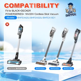 DR DAPPER Vacuum Filter Replacement Compatible with BLACK+DECKER POWERSERIES+ 16V/20V Cordless Stick Vacuum Models BHFEA420J, BHFEA520J, BHFEA18D1, Part #BHFEAF1 / 5140238-22, 6 Pack