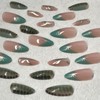 ROFIBUT Green Tortoise Press on Nails Medium Almond Fake Nails