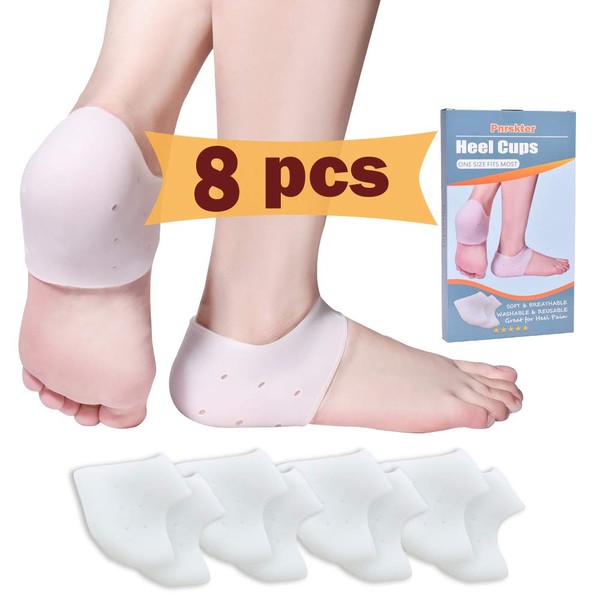 Heel cups, plantar fasciitis inserts, gel heel cushion, material, ideal for heel pain, heal dry cracked heels, Achilles tendinitis, for men and women.