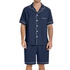 SIORO Mens Pajamas Set Short Sleeve Sleepwear Button Down Pjs