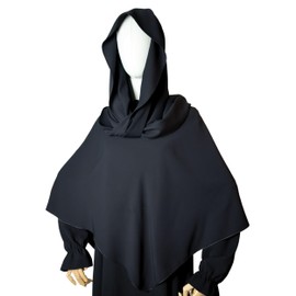 Yaqeen Short Khimar Diamond with attached Scarf Hijab for Muslimah one Piece Headscarf Material Chadors Arabia Islamic Prayer Dress Muslim Shawls Body Cover (Black)