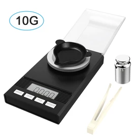 Digital Milligram Pocket Scales 0.001g×10g Electronic Weighing Scales for Jewelry Coins Reload and Kitchen 6 Mode Mini Gram Scale with Calibration Weights Tweezers and Weighing Pans