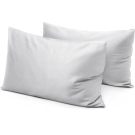 Travel Pillow Case Cover 14x20 Size Set of 2 Zipper Closure Toddler Pillowcase 600 Thread Count 100% Soft Egyptian Cotton Travel Pillow Covers 14 x 20 , Silver Grey Solid