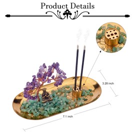 WEWAYSMILE Crystal Incense Holder for Sticks, Crystal Tree Incense Stick Holders, Crystal Incense Sticks Holder, for Yoga, Meditation and Home Decor(Purple)