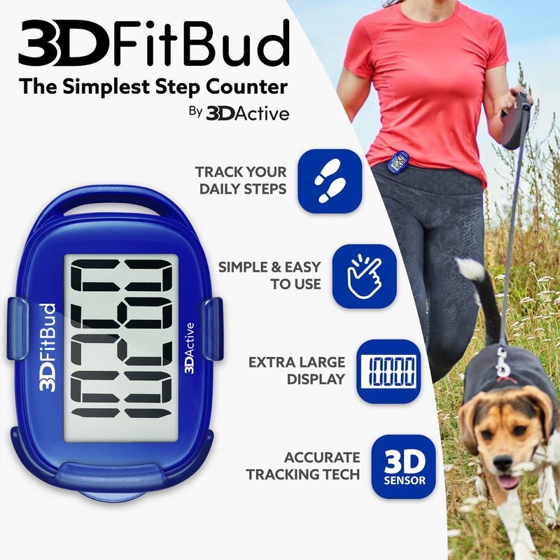 3DFitBud Simple Step Counter Walking 3D Pedometer from 3DActive with
