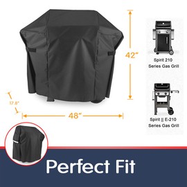 Grisun 7138 Premium Grill Cover 48 Inch for Weber Spirit II 200, Spirit 210 Series, Anti-Fade Waterproof BBQ Gas Grill Cover for Weber Spirit II E210, Spirit E210, Spirit 215 Gas Grill, 600D, Black