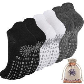 ILovDaisy Pilates Yoga Socken Damen 39-42, Stoppersocken Rutschfeste Sneaker Socken Yogasocken, Antirutschsocken mit Noppen für Trampolin Gymnastik Fitness Krankenhaus Zuhause 3Paar