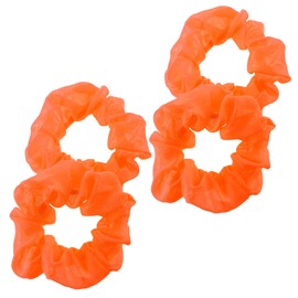 Giantree 4 Pcs Orange Scrunchie for hair 80s, Elastics Neon Orange Scrunchie Bulk Large Scrunchies Solid Neon Thick Hair Ties for Women Girls