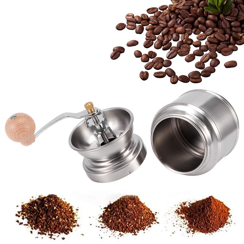 Portable Stainless Steel Manual Coffee Grinder Convenient Adjustable Coffe Bean