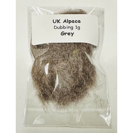 Flies4U - UK Alpaca Fly Tying Dubbing Material – 1g Premium Natural Fiber for Flies - GRAY