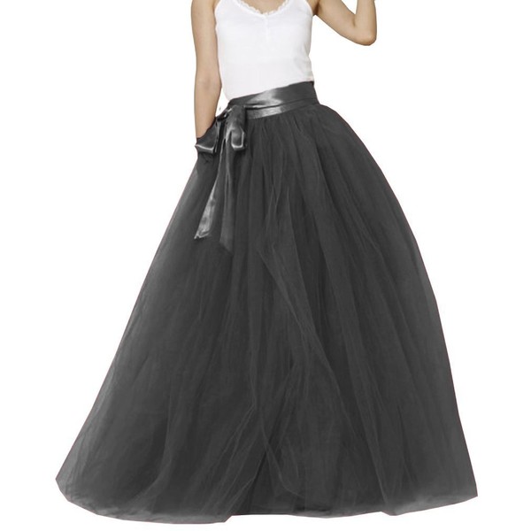 EllieHouse Womens Long Tutu Party Evening Tulle Skirt Black Size