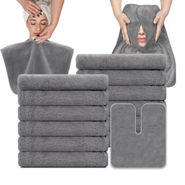 MAYOKEN® 6PCS U-Shaped Microfiber Facial Towels for Estheticians, Ultra-Soft & Absorbent Spa Towels for Massage, Facial Steam & Skincare (Gray)
