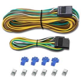 Aila 25Ft 4 Pin Trailer Wiring Harness Kit (21FT 5-Wire Male & 4FT 4-Wire Female), Quick-Connect 4Way Flat Extension Connector Plug, Color-Coded Wire Setup