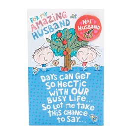 UK Greetings Birthday Card for Husband - Sweet Design with Badge