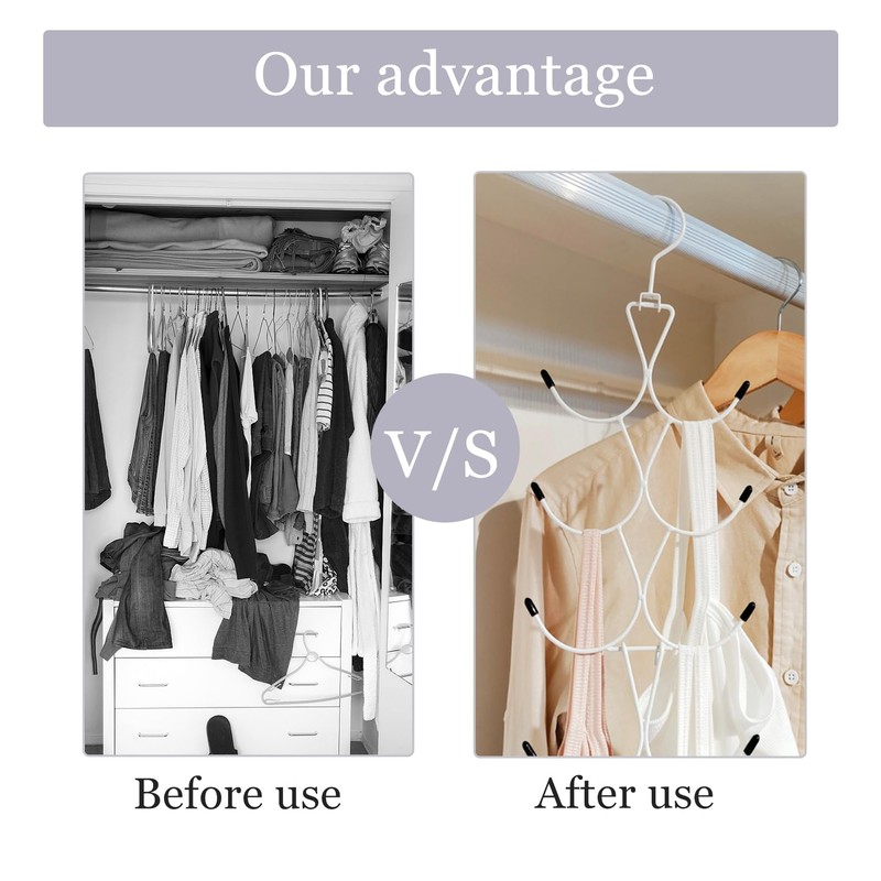 1 Pack Scarf Hanger,Scarf Organizer with 12 Hooks,Foldable Tie Hanger