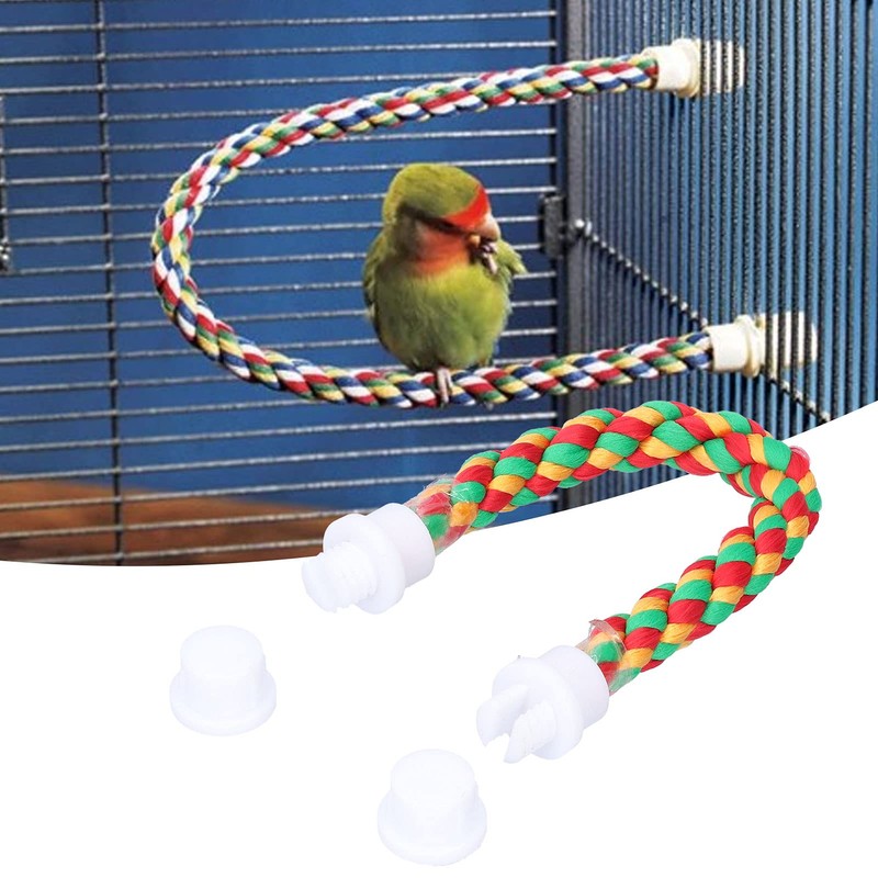 Bird Toys, Colorful U Shape Cotton Rope Bird Resting Perches