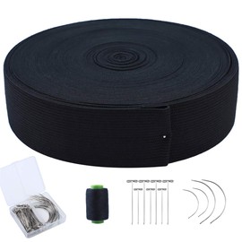 Elastic Band for Wigs 1.5inches 20Yards Knit Elastic Spool Black Elastic Webbing Wig Band High Elasticity (1.5W x 20L)
