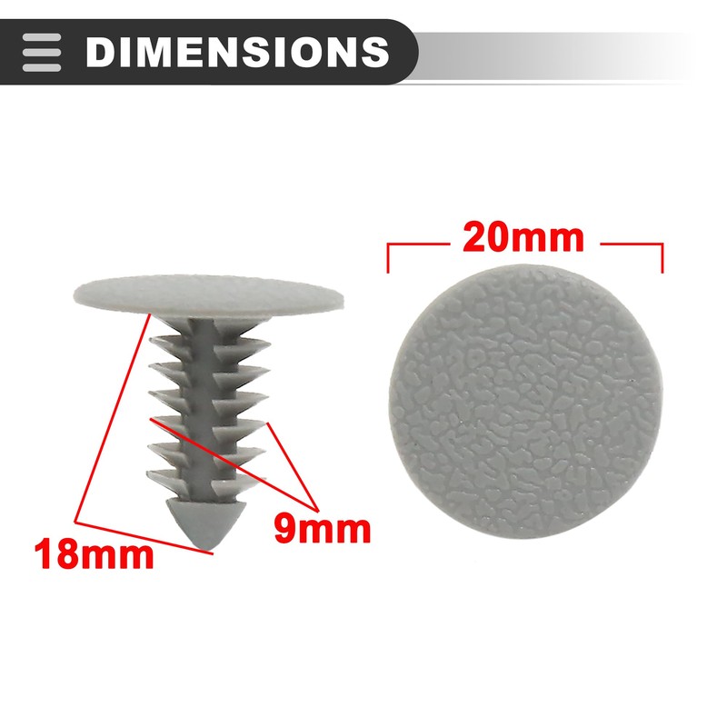 Motoforti Universal Car Bumper Clips, Car Rivets Retainers, 8mm, Plastic,