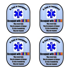 Autism 4 Pack Medical Alert Safety Window Decal Sticker