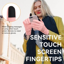 OZERO Women Winter Cycling Gloves: Touchscreen Gloves Windproof Waterproof Warm Running Gloves Anti-Slip Thermal Texting Gloves Xmas Gift for Lady Driving Motorcycle Riding Fishing Hiking (Pink, L)