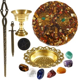 Healing Energy Crystal Seven Chakra Crystal 12Pcs Crystal Sword Grail Orgone Energy Crystal Kit for Beginners Reiki Yoga Meditation Spiritual Crystal Healing