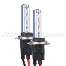 XtremeVision AC HID Xenon Replacement Bulbs - H7 6000K - Light Blue (1 Pair) (Metal Base)