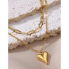 Designer Puffed Heart Multistrand Necklace Paperclip Chain w/ 14K Gold
