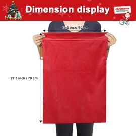 YQL Christmas Sacks Extra Large, 2PCS 70cm x 50cm Large Gift Bags Reusable Velvet Large Christmas Sacks with Drawstring Santa Sacks Xmas Gift Bags for Present Party Favor Holiday Wrapping