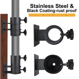 Patio Umbrella Holder,Stainless Steel Offset Patio Umbrella Stand Umbrella Clamp Mount Bracket Heavy Duty for Deck Railing Corner, Mount to Deck, Fences,Balcony-Fits Max OD 2” (Flat Surfaces Mount)