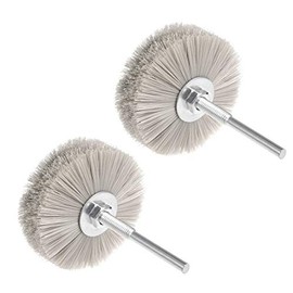 sourcing map Nylon Brush Attachment Disc Brush Wire Disc Brush 600 Grains with Shaft Diameter 6 mm Pack of 2