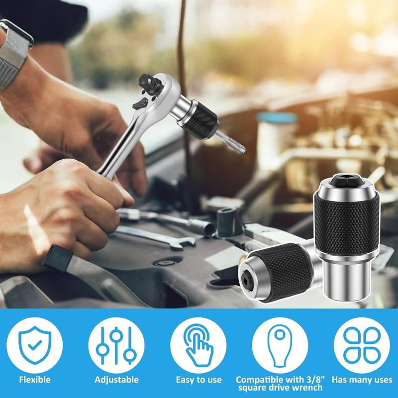 KEWAYO 3PCS Adjustable Tap Socket Set,Tap Sockets With a 3/8"